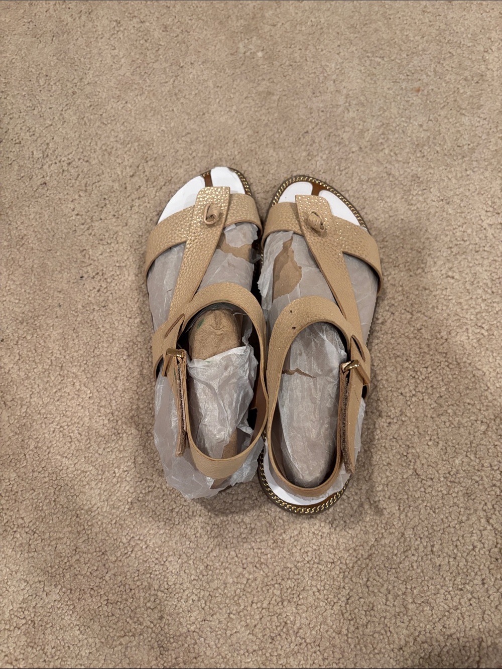 Gold Open-Toe Women's Sandals with Ankle Strap